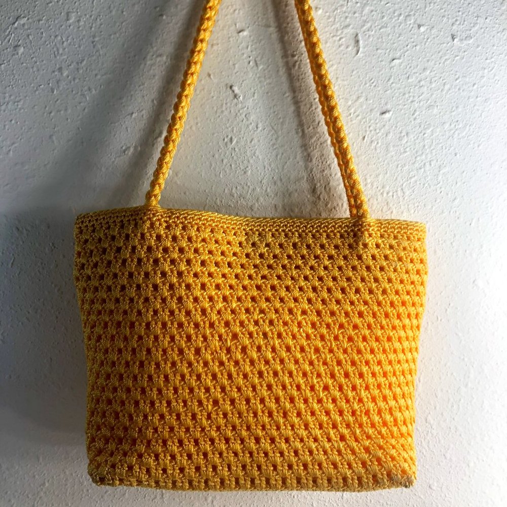 Y2K Sunshine Yellow Crochet Shoulder Bag